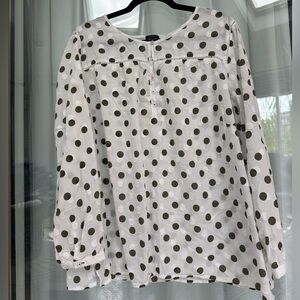 J. Jill White and Green Boxy 3/4 Sleeve Blouse